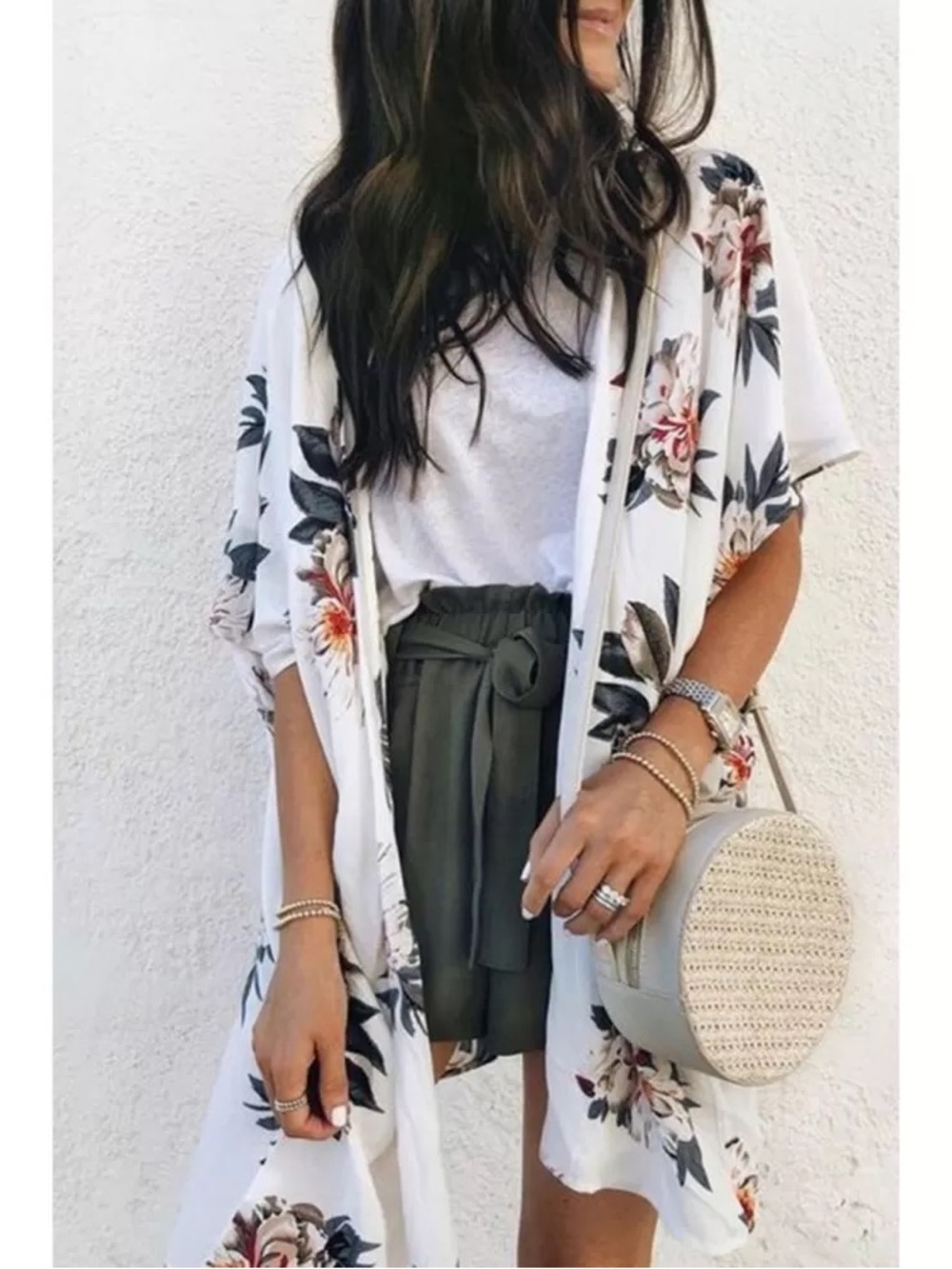Roffe Accessories Floral Kimono Cardigan